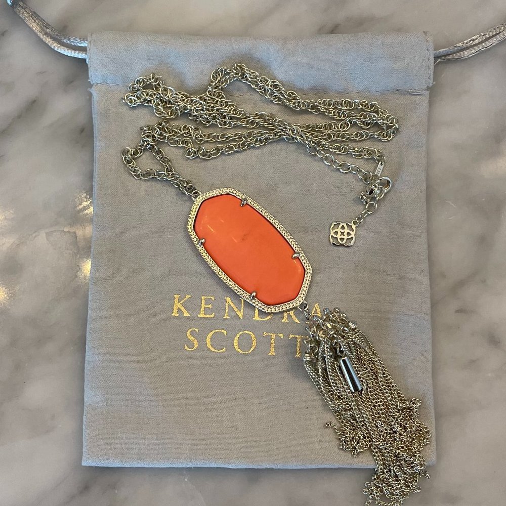 Kendra Scott Rayne Long Pendant Necklace In Gold & Coral